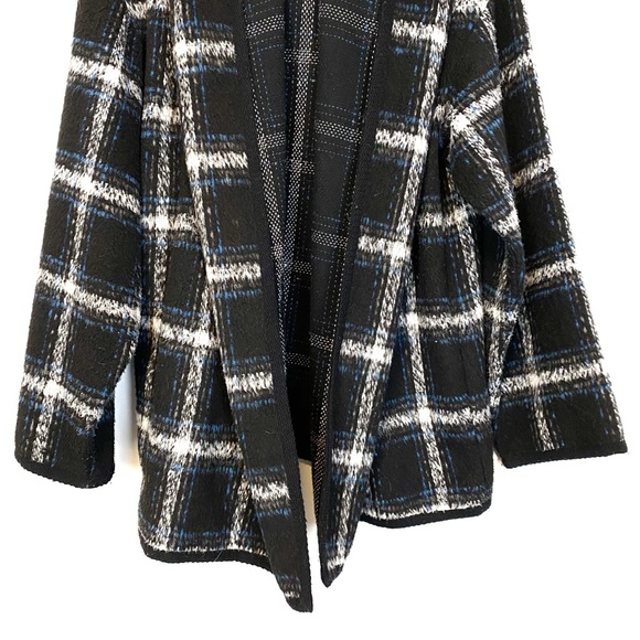 Ellie Mae Studios | Adelaide Plaid Open Front Hooded Wool Blend Jacket Size L - Picture 4 of 11